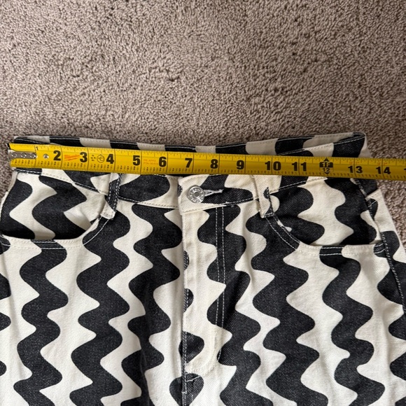 Cider Black and White Zigzag Pattern Denim Pants S - Picture 9 of 12